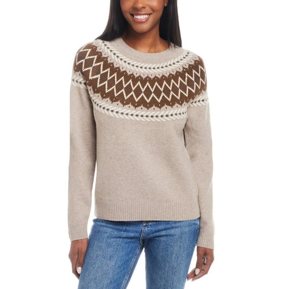 Weatherproof Vintage Womens Fairisle Sweater Size XL Tan